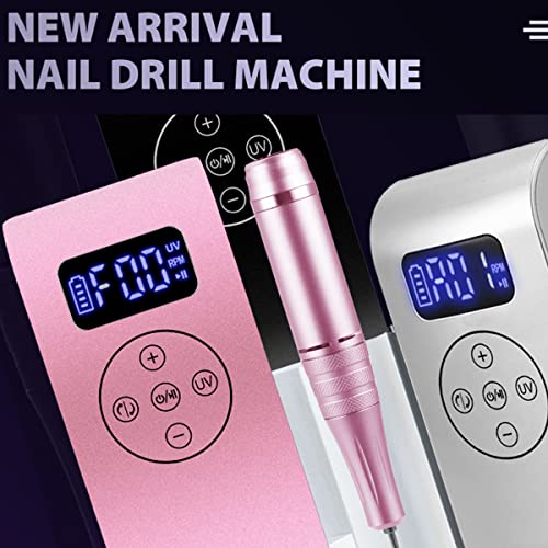 3 in 1 Portable Electric Nail Drill, Compact 35000 RPM Electrical Professional Nail File Kit, UV Lamp Manicure Pedicure Polishing Shape Tools