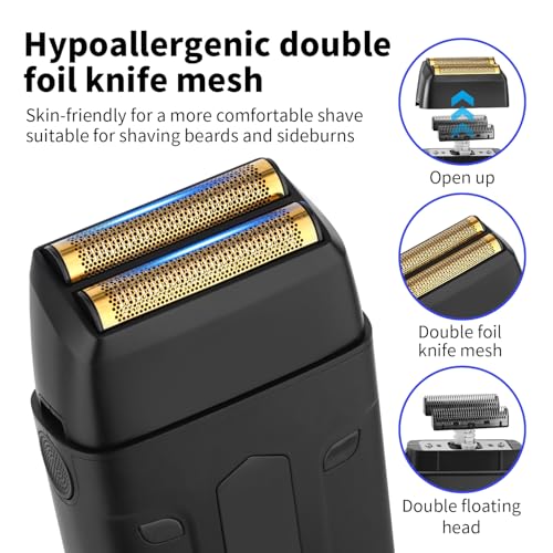 HIENA PRO Professional Reciprocating Electric Shaver for Men, Cordless Beard Trimmer & Bald Head Precision Trimmer, Foil Shaving and Men's Facial Grooming Tool with LED, Gifts for Men
