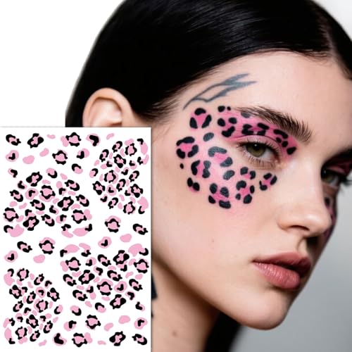 8 Sheets Leopard Print Temporary Tattoos for Women - Waterproof Fake Animal Print Tattoo Stickers for Body, Face & Nails | Tiger Cheetah Makeup Decals for Costume Party, Halloween & Music Festival