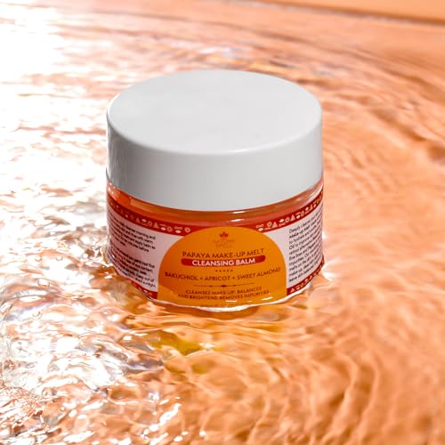 Nature Spell Papaya Cleansing Balm, Gently Removes Makeup & Hydrates Skin, Infused with Bakuchiol & Apricot, Vegan, For All Skin Types, 3.38 Fl Oz