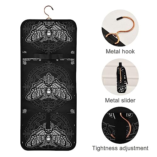 MNSRUU Toiletry Bag Moth Butterfly Black Hanging Makeup Bag for Toiletries 3 PCS Travel Toiletry Organizer Bags Portable Clear Toiletry Kit