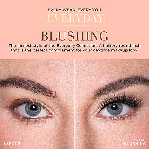 Lilly Lashes Everyday Blushing Natural Lashes, Faux Mink Natural Eyelashes, False Eyelashes Everyday Use, Individual Lashes Reusable up to 20x, No Lash Glue Included (13mm)