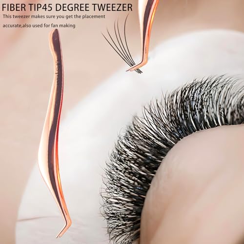 Stainless Steel Eyelash Applicator Tool ? Curved Lash Tweezers for Easy Eyelash Extension Application and Removal