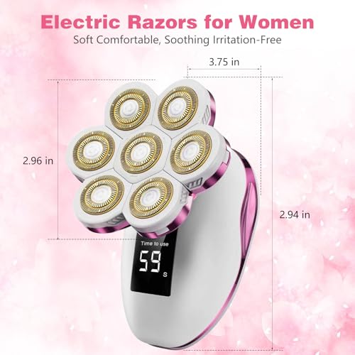Electric Razors for Women Legs: 120 Minutes Long Time Use Rechargeable Electric Shaver for Women - IPX7 Waterproof Wet Dry Dual Purpose Hair Remover - Trimmer for Lady Face Public