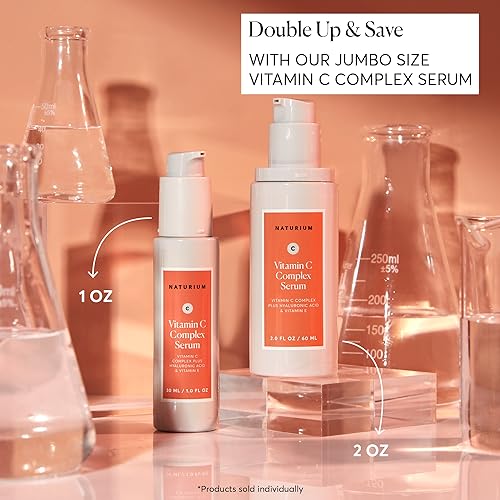 Naturium Vitamin C Complex Face Serum Jumbo, Anti-Aging Facial Treatment with Hyaluronic Acid & Vitamin E, 2 oz