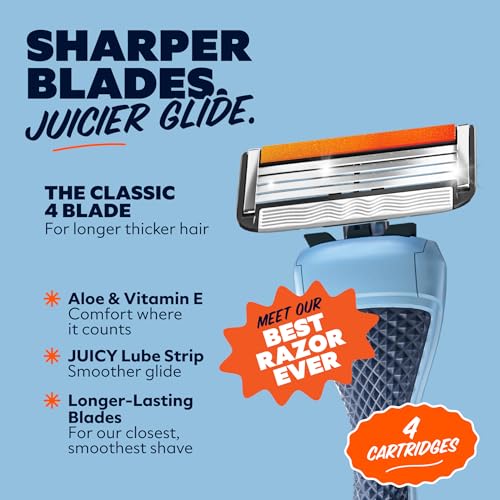 Dollar Shave Club | 4 Blade Razor Refills (4 Pack) and Shave Butter 3 ounce | Swift Rinse Blades for Longer and Thicker Hair | Razors for Men