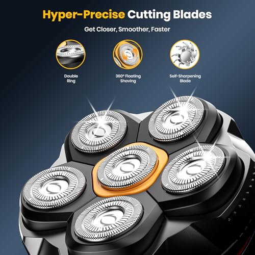 6D Model 372 Replacement Shaver Head, Designed to Replace Old or Damaged Blades, only Compatible for TLMUSE 6D Head Shaver not for 7D Head Shaver, Magnetic Design, Easy to Replace