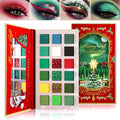 Afflano Green Eyeshadow Palette Christmas Makeup Gift, Multichrome Red Green Eyeshadow Palette High Pigmented, Emerald Forest Glitter green Eye Shadow White Black Lime Teal Blue Witch FX Xmas Makeup