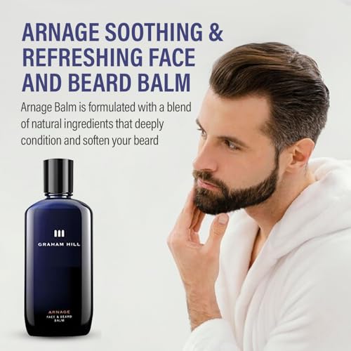 Graham Hill Arnage Soothing & Refreshing Face and Beard Balm for Men, 100ml - Men's Face Moisturizer, Vegan Beard Moisturiser for Men with Panthenol, Jojoba Oil & American Cuckoo Flower