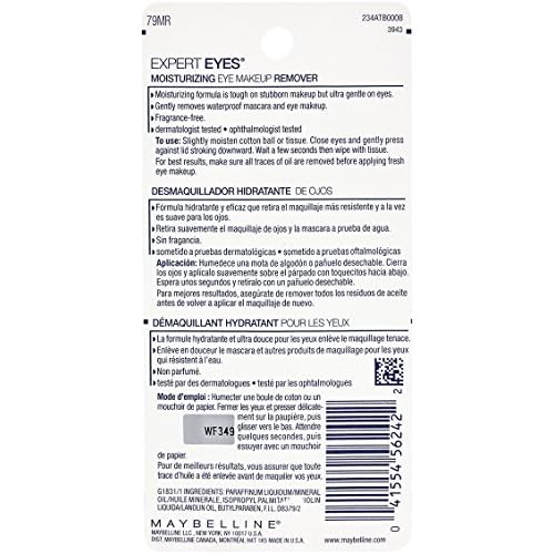 Maybelline New York Expert Eyes Moisturizing Eye Makeup Remover, For Waterproof Eye Makeup, 2.3 fl. oz.