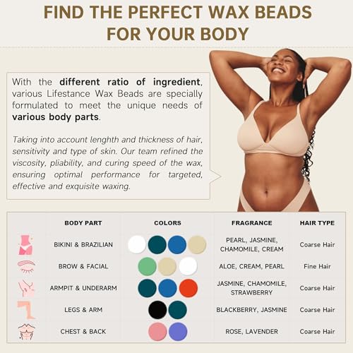 Lifestance Brazilian Bikini Wax Beads - 300g Hard Wax for Hair Removal on Face, Body, Legs - Pearl Beads for Wax Warmers