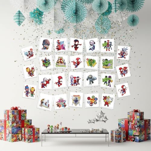 Spidey Birthday Party Supplies, 60 Pcs Temporary Tattoos, Removable Fake Tattoo Stickers for Goody Bag Treat Bag (A)