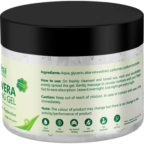 Aloe Vera Soothing Gel from freshly cut 100% Pure Aloe - Big 12oz - Vegan, Unscented - For Face, Skin, Hair, Sunburn relief (Unflavored)