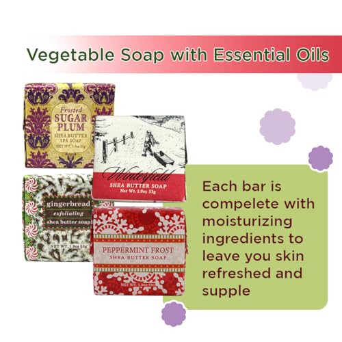 Greenwich Bay Shea Butter Soap Sampler - Boxed Set of 4 Assorted Scents (Christmas Holiday 4)