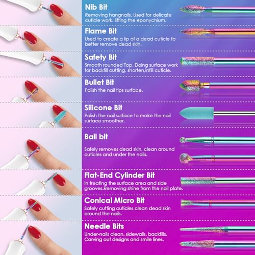 Nail Dust Collector Nail Tech & 26PCS Nail Drill Bits Set, 3/32 Professional Nail Bits Vacuum Dust Collector