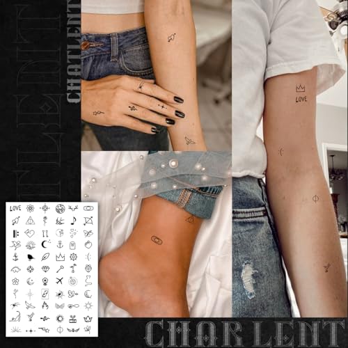 594 Pcs Tiny Small Temporary Tattoos for Women Men Finger Hands, Mini Fake Tattoos for Adult Finger Neck Body