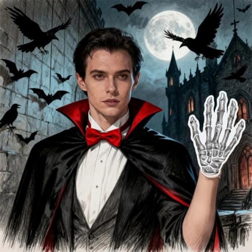 Skeleton Hands Temporary Tattoos - 4 Pairs of Creepy Left & Right Hand Fake Tattoos for Halloween, Scary Moving Joints Waterproof Skin Stickers for Costume Party
