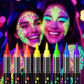 8-color luminous body painting, UV neon face painting pen, luminous face painting kit, washable skin tattoo pen, Halloween party makeup (8 colors)