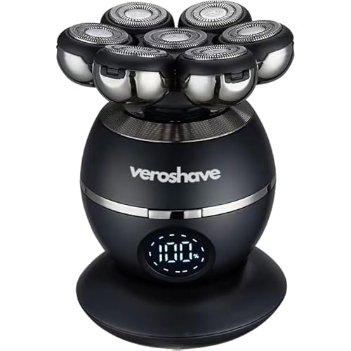 7-Blade Bald Head Shaver for Men - Cordless Hair Shaver for Men Bald, Rechargeable Head Trimmer for Men Bald Head, Mess-Free & Full-Shave Travel-Friendly Grooming Kit with Curved Blades