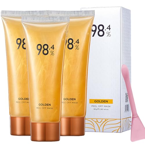 3 Pack 98.4% Gold Peel Off Facial Mask, Golden Exfoliating Mask for Blackhead and Pore Cleansing, Gold Foil Tear off Mask Anti-Aging Anti-wrinkle Reduces Fine Lines and Deep Cleansing