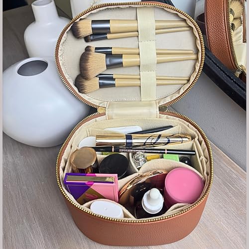 JAZD Vanity Case Makeup Bag with Removable Organizer Divider, Travel Toiletry Cosmetic Organizer for Women