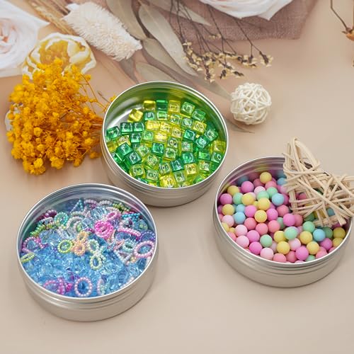 4 oz Tins with Lids, 24 Pack 4oz Tins Wide Mouth Aluminum Tin Cans, Durable Salve Containers Round Metal Tin with Lid and Labels for Spices, Candles or Salve(Silver)