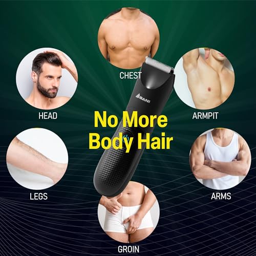 Manscape Body & Groin Hair Trimmer for Men - USB-C Rechargeable Groomer Razor with Ceramic Blade, LED Light, IPX7 Waterproof, Wet/Dry Electric Shaver, For Chest, Back, Hair Care, Balls, Asani Upkeeper