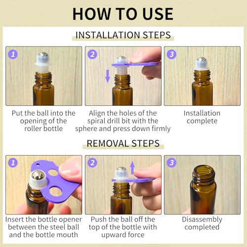 48 Pack 10ML Roller Bottles for Essential Oil, Empty Amber Glass Roller Bottle for Perfume Oil, Roll on Bottles with Stainless Steel Roller Balls, Opener, Funnel and Dropper for Aromatherapy, Massage