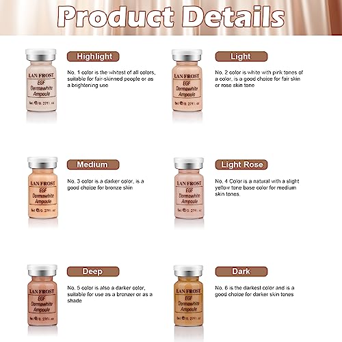 Facial Glow Serum Starter Kit Hyaluronic Acid Essence Foundation Skin Care Kit 0.27oz 6 Vials, Combined With Niacinamide and Peptides To Brighten Skin Tone Anti-Aging Foundation 6-Color(Multicolo)
