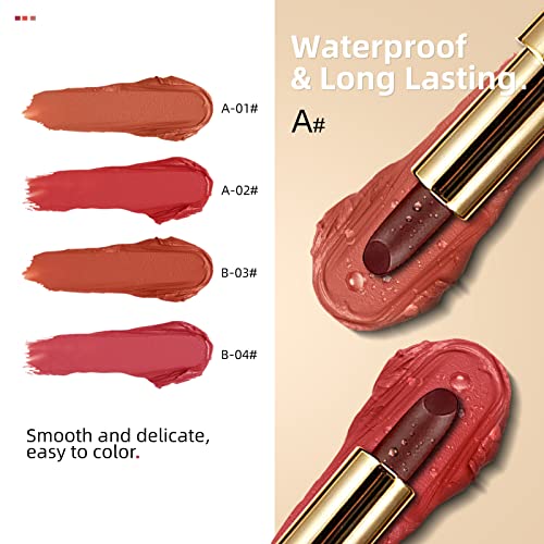 LAMUSELAND Matte Lipstick, 2Pc/Set Waterproof Long Lasting Moisturizing Lip Stain Earphone Dual-color Lip Gloss Primer, Non-stick Cup Lip Make Up Gift Kit for Girls (White)