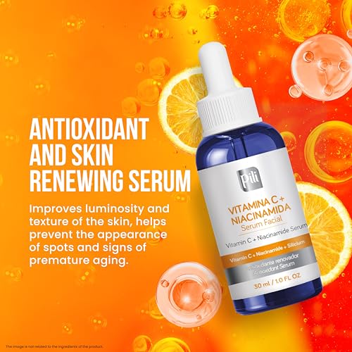 Pili Vitamin C Serum with Niacinamide & Organic Silicon ? Brightening, Hydrating & Anti-Aging Face Serum for All Skin Types, Including Oily & Acne-Prone Skin ? 1 fl oz