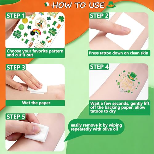 138Pcs St Patricks Day Temporary Tattoos Glitter Shamrock Face Stickers 65 Styles Irish Face Stickers for Women St Pattys Day Accessories for Irish Party Decor(kiss138)