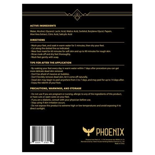 (Pack of 2) Phoenix Foot Peel for Men - Extra Large - Extra Strength - Exfoliating Dry Feet Treatment - Callus Remover - Unscented - Paraben and Fragrance Free