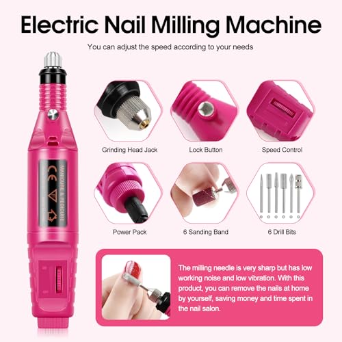 COSCELIA Acrylic Nail Kit for Beginners with Everything Professional Acrylics Powder 6pcs Gel Nail Polish 18pcs Glitter Decoration Powder Nails Kit Acrylic Set with Drill Light Gifts for Women