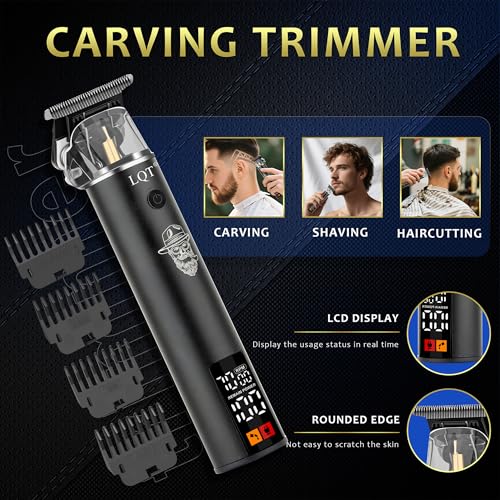 Electric Foil Shaver for Men 3-Piece Grooming Kit with Floating Blades & LED Display, IPX7 Waterproof Wet/Dry Beard Trimmer, Cordless Rechargeable Electric Razor for Travel (Black)