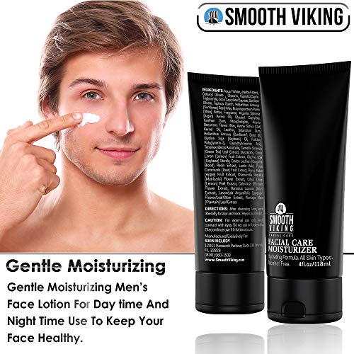Smooth Viking Men's Face Moisturizer - Daily Hydrating Face Lotion, 4 oz - Alcohol-Free Facial Cream for Sensitive, Dry, and Oily Skin - Age-Defying Skin Firming Formula