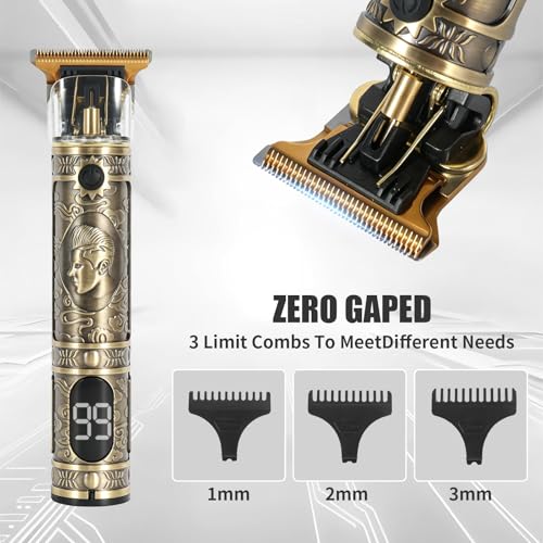 Hair Trimmer for Men, Electric Shaver, Nose Hair Trimmers, Professional Shaving Set, Cordless Hair Clippers, T-Blade Beard Trimmer, Men's Grooming Kit. (Bronze)