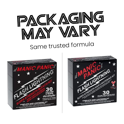 MANIC PANIC Flash Lightning Hair Bleach Kit - Bleach Powder + 30 Volume Developer - Hair Lightener for Dark Shades - Lifts Up to 5 Levels - Achieve Medium to Light Blonde - Vegan & Cruelty-Free (3 pk)