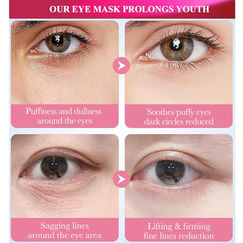 30 Pairs Lip Mask Under Eye Masks Patches, Crystal Collagen Hydrating Moisturizing Smoothing Lips Gel Pads for Puffy Eyes Bags,Dark Circles,Puffiness,Fine Lines,Wrinkles,Anti-Aging Sakura