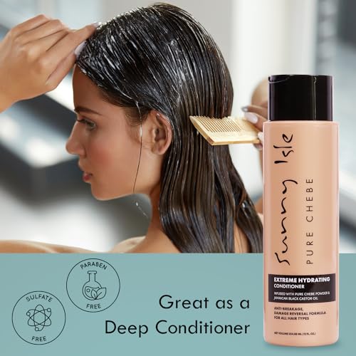 Sunny Isle Pure Chebe Extreme Hydrating Conditioner 12oz | Anti-Breakage, Damage Reversal Formula | Infused with Pure Chebe Powder & Jamaican Black Castor Oil | All Hair Types