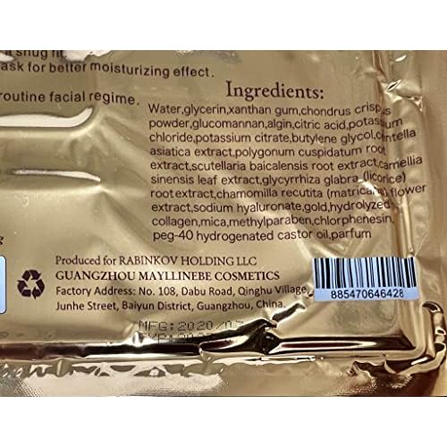 AICHUN BEAUTY 5PCS 24K Gold Gel Collagen Crystal Facial Masks Sheet Patch For Anti Aging Puffiness Anti Wrinkle Moisturizing Deep Tissue Rejuvenation and Hydrates Skin