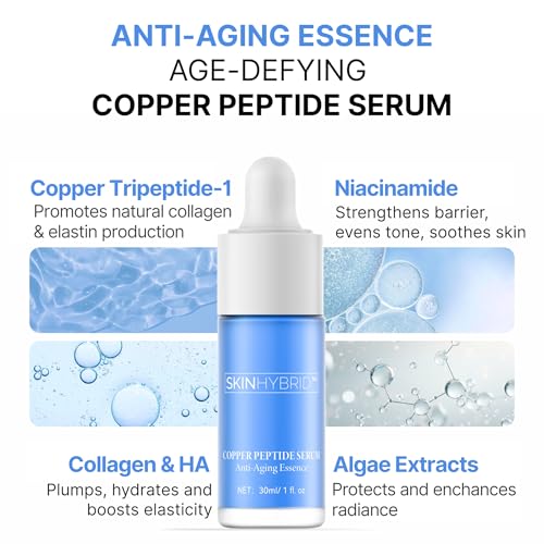 Copper Peptides Serum for Face - Lightweight Anti Aging Serum with GHK-Cu Peptide, Niacinamide & Collagen for Firmer, Plumper, Youthful Skin (30ml / 1 fl oz)