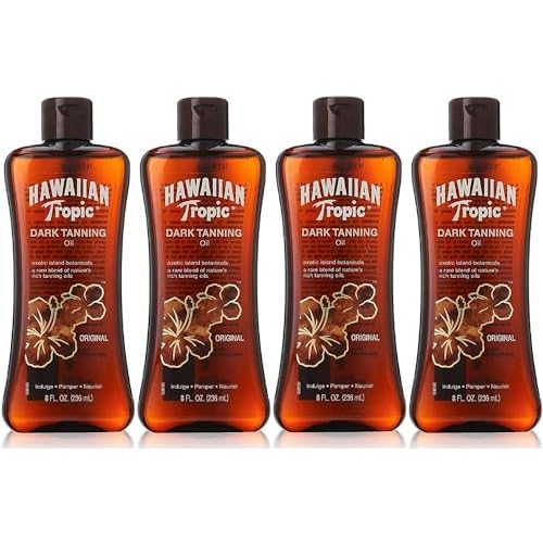 Hawaiian Tropic Dark Tanning Oil Original - 8 oz, Pack of 4