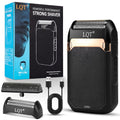 LQT? Mini Foil Shaver, Portable Cordless Electric Shaver for Men, Equipped with a Set of Replacement Heads, USB-C Charging Cable, and Cleaning Brush, Suitable for Travel and Home use (Black)
