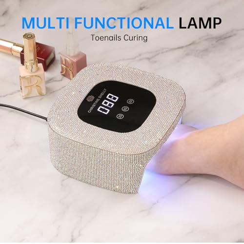 UV Nail Lamp, UV Light for Gel Nails, 48W Plug-in Mini Diamond Nail Lamp Nail Dryer with Touch Control Auto Sensor and 3 Timer Settings Nail Light Curing Lamp, Home (AB Diamond)