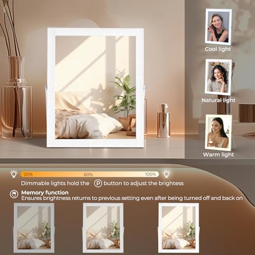 Vanity Mirror with Lights,RGB & 3 Dimmable Light Modes Makeup Mirror with Touch Control,Light Up Mirror for Desk,360¡ÆRotation,17x14 Inch