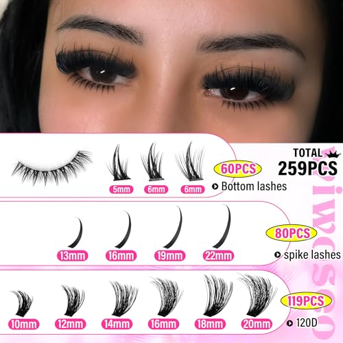 wiwoseo Lash Spikes Lash Clusters with Bottom Lashes Cluster Manga Eyelash Cluster Eyelash Extensions Cluster Lashes with Bottom Lash Cluster Fairy Eyelash Cluster Spiky Individual Lashes for Beginner