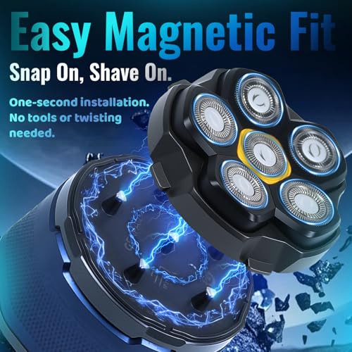 Magnetic 6D Shaver Replacement Heads ? Universal Compatible with Kensen,DOAO,NIWUIO,Ufree,Solimpia & Most Most 6D Magnetic Electric Shavers for Bald Men & Face Shaving (4-Pack)