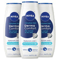 NIVEA Derma Comfort Caring Body Wash for Normal to Dry Skin, Body Wash with Hyaluronic Acid and Provitamin B5, 16.9 Fl Oz Bottle, Pack of 3