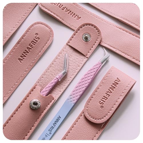 Eyelash Extension Tweezers,Fiber Tip Grip Boot Volume Lash Tweezers,Professional Pointed Lash Extension Tweezers for Easy Lash Application and Removal-F01